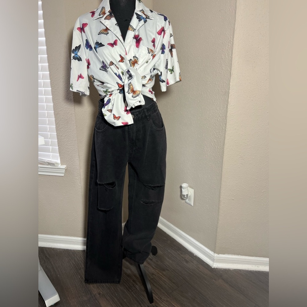 Straight leg Pants W Rips BOGO